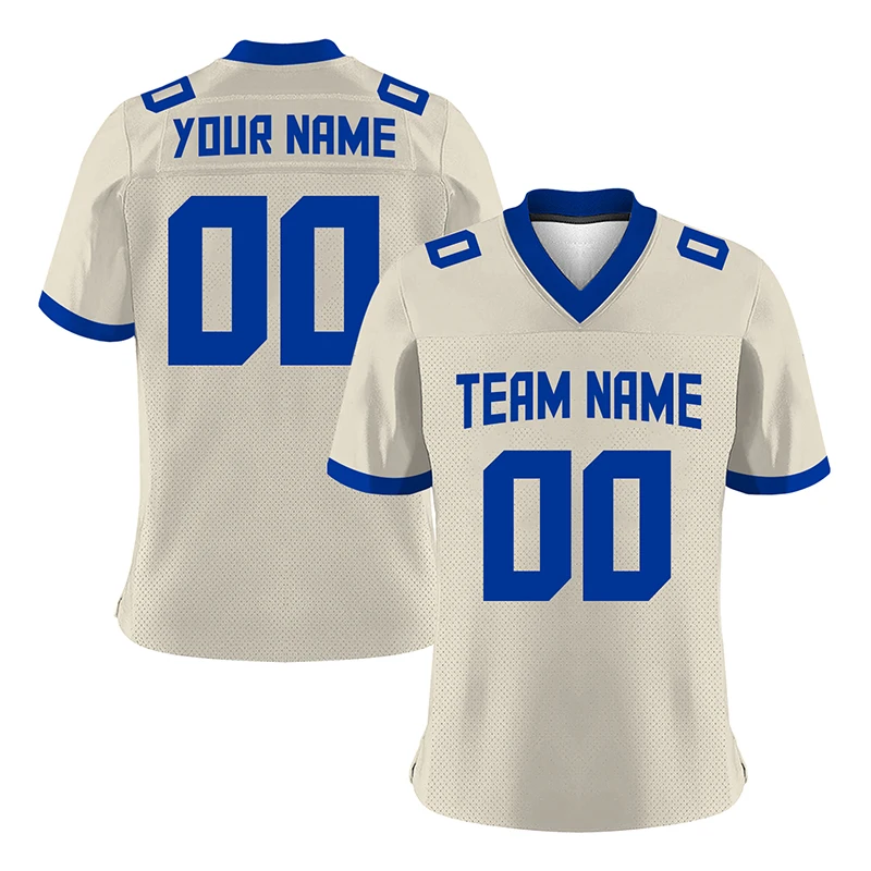 Creamy White American Football Shirts Custom Soccer Jersey 2022 2023 Super Match Rugby Sportwear Sublimation Blanks