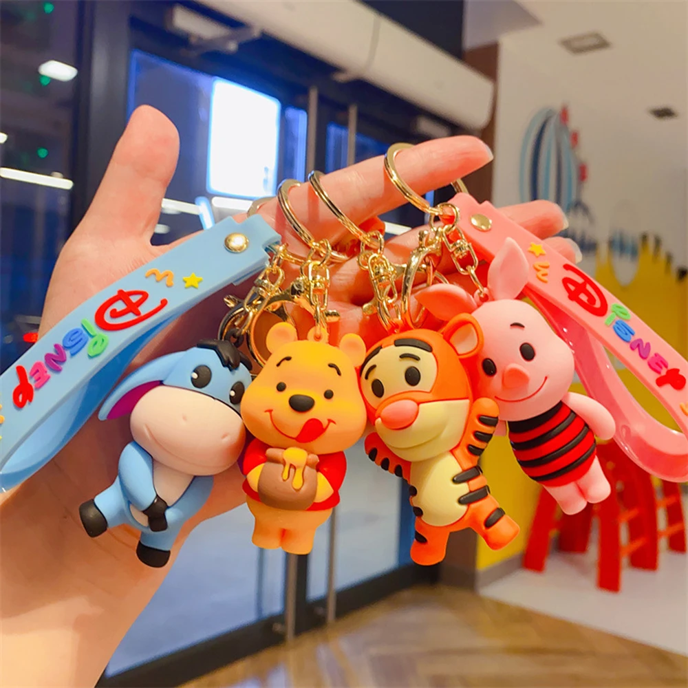 Cute Winnie the Pooh Tigger doll keychain exquisite book bag pendant car key chain doll machine small gifts