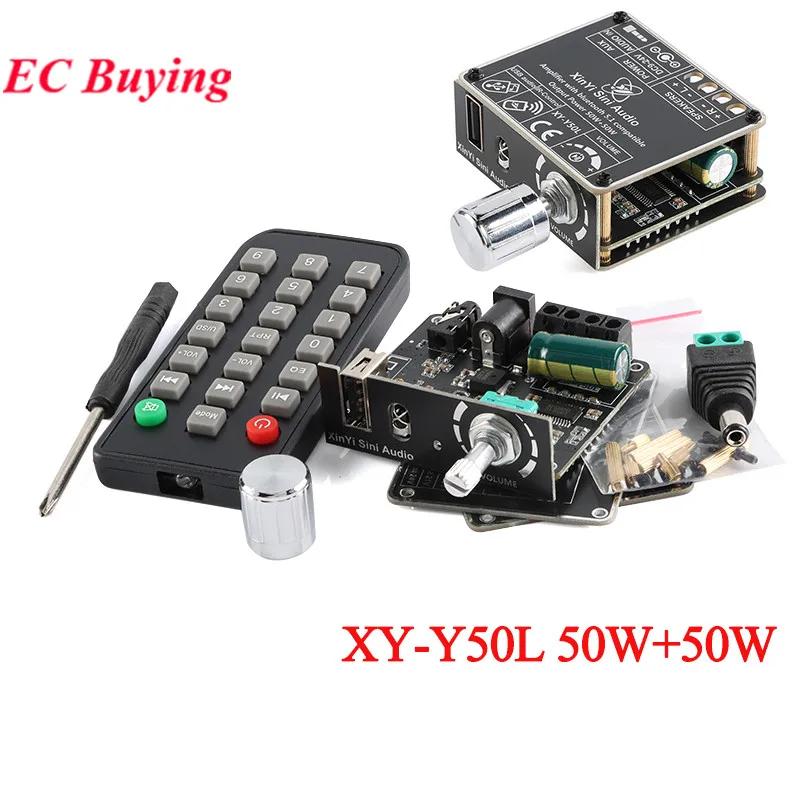 XY-Y50L Stereo BT Bluetooth-Compatible 5.1 AUX USB Audio Digital Power Amplifier Board Module 50W+50W Infrared Remote Control