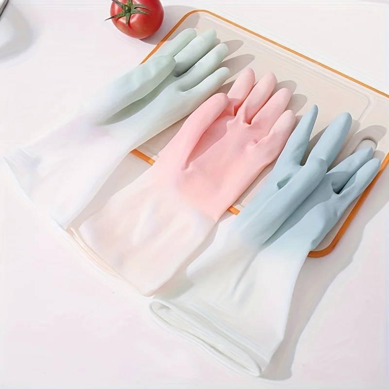 3 Pair Kitchen Cleaning Gloves Rubber Cleaning Latex Household Dishwashing Laundry Gloves Durable Waterproof Housework Gloves