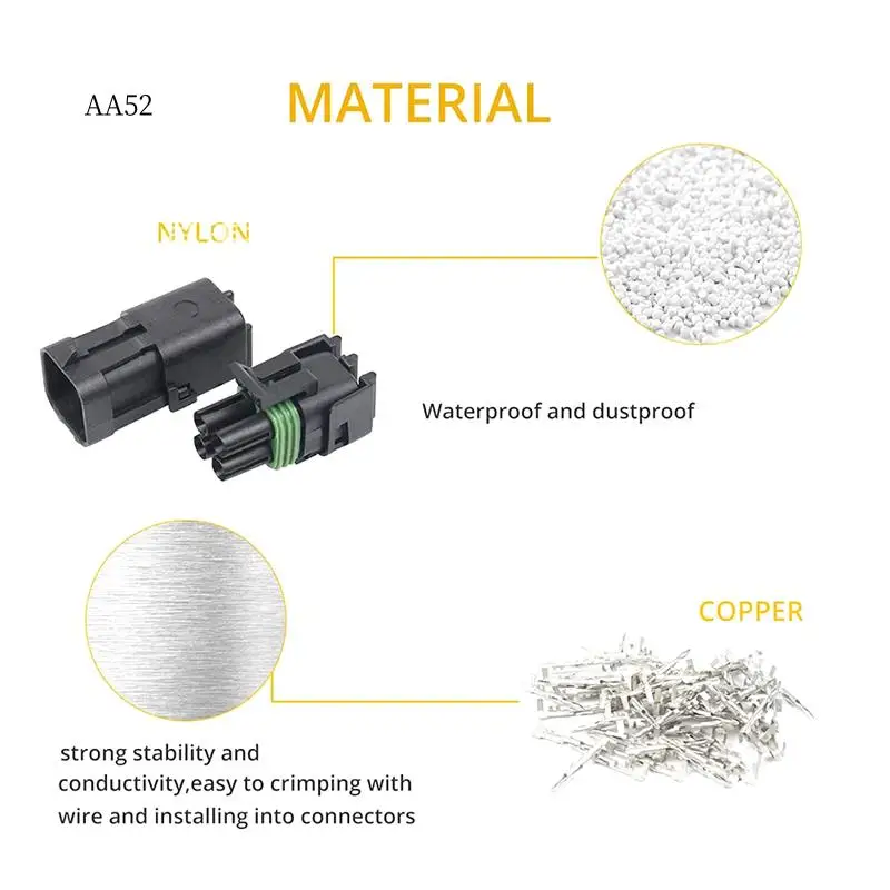 

AS-360Pcs Waterproof Automotive Electrical Connector 1/2/3/4/6 Male Female Pin Automotive Wire Connector Plug Kit 18-13AWG