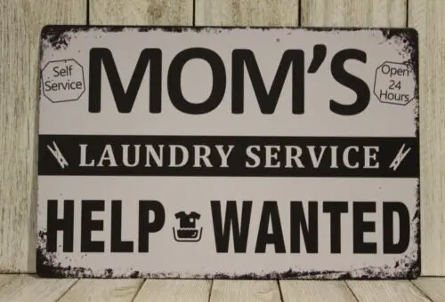 Mom's Laundry Room Service Tin Sign Metal Poster Art Decor Vintage Funny