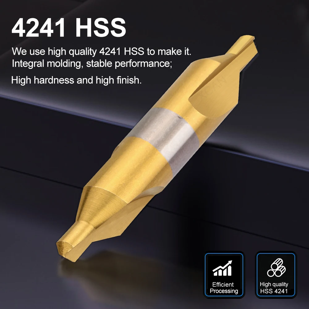 CMCP HSS Center Drill Bit 1.0-6.0mm Combined Center Drill 60 Degree Countersinks Angle Bit For Lathe Metalworking