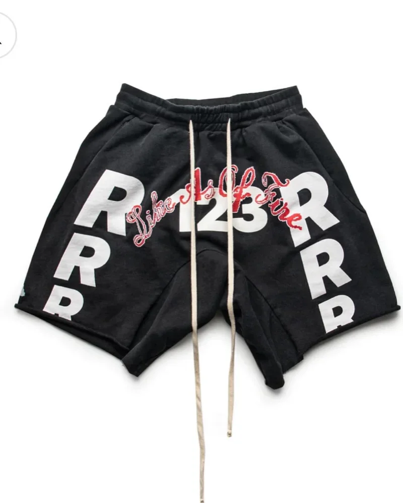 

23SS Vintage Drawstring Letter Logo RRR123 Shorts Men Women EU Size 100% Cotton RRR123 Shorts Fashion Summer Casual Shorts