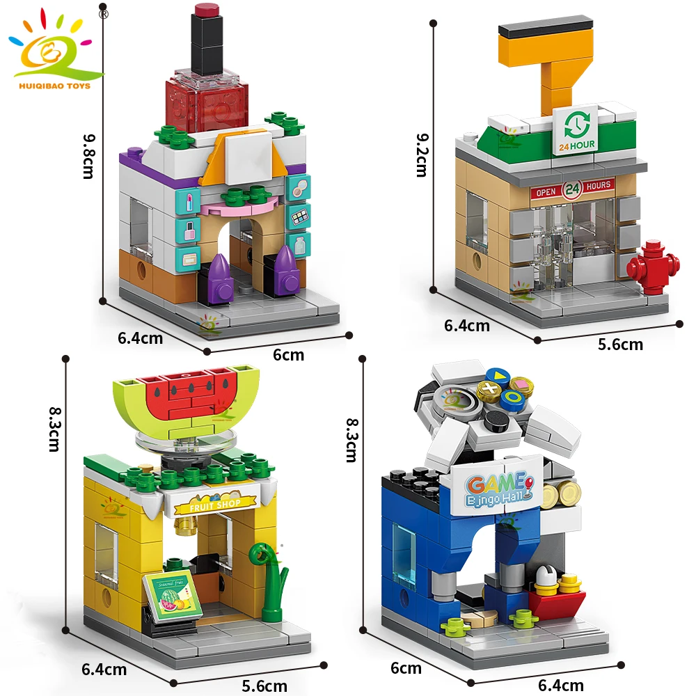 Huiqibao Moc Stadt Straße Ansicht Mini Bausteine DIY Stadt kommerzielle Straße Coffee Shop Puzzle Spielzeug Home Ornamente Dekoration