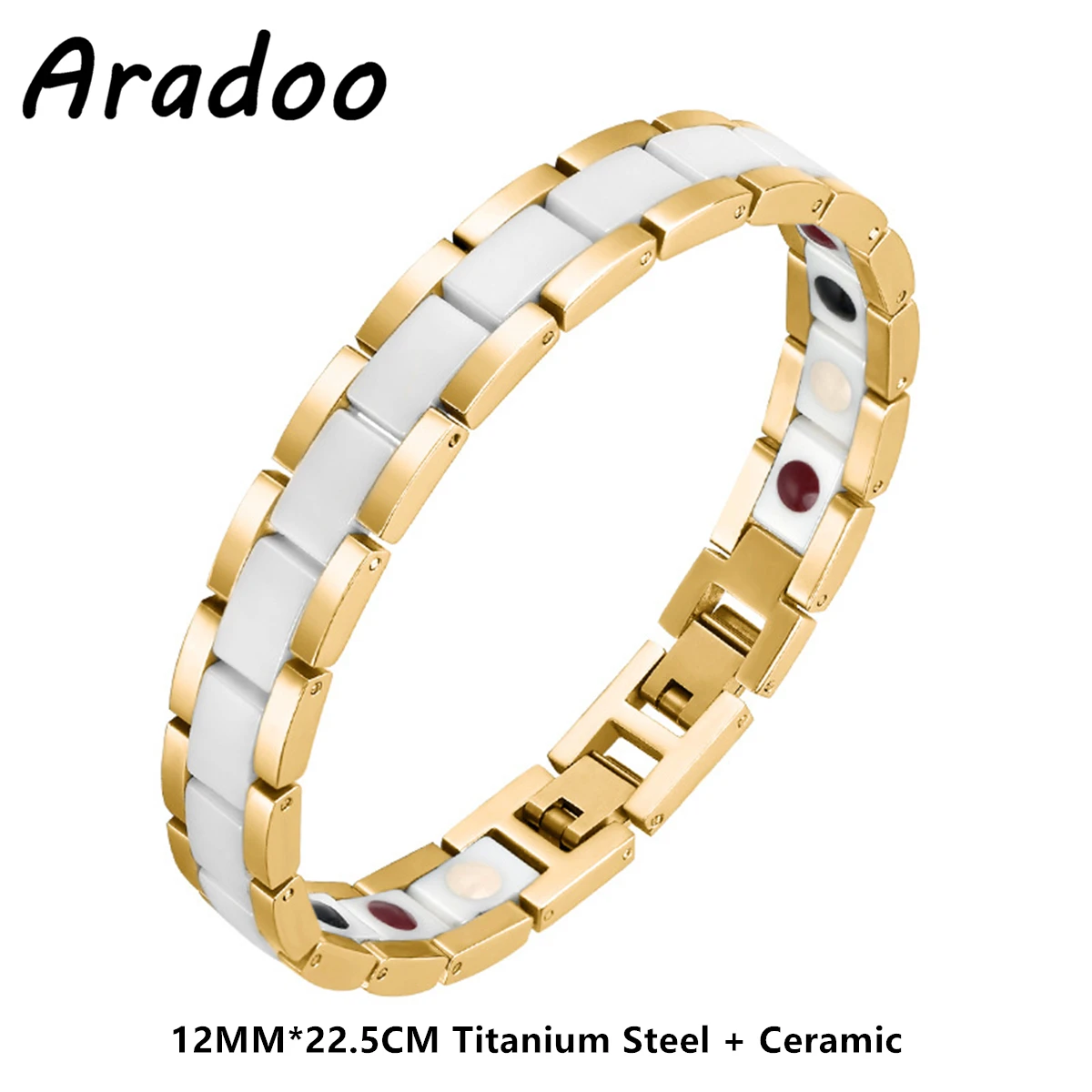 

ARADOO Ceramic Titanium Steel Bracelet Magnetic Negative Ion Energy Bracelet Far-infrared Germanium Bracelets