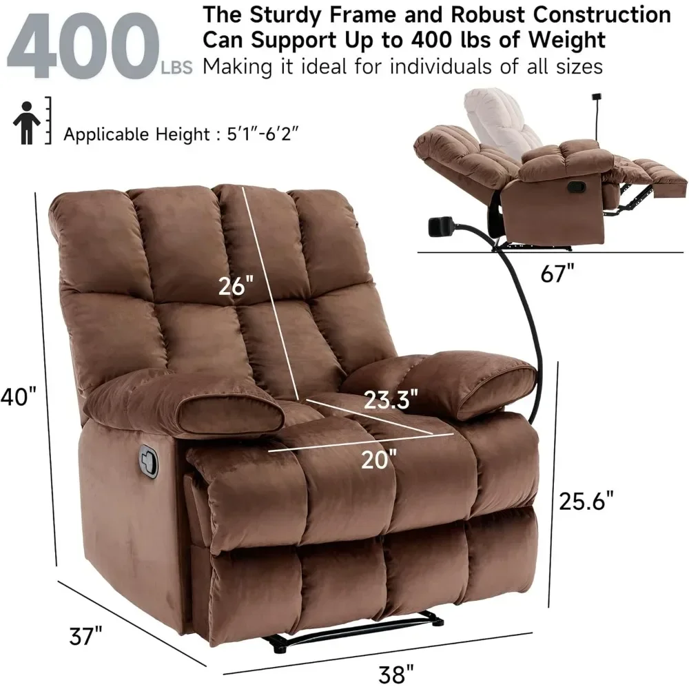 Oversized Recliner Chair, Big Mans Recliner Chairs for Adults 400LBS, Wide Recliners for Tall Man, Large Recliner Chair