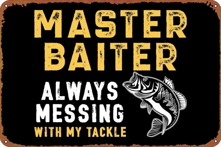 MASTER BAITER sports poster, metal sign, tin metal retro wall decoration, suitable for homes, streets, doors, bars, clubs