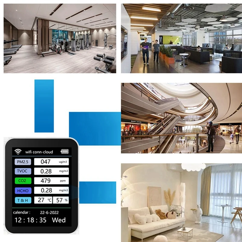 ใหม่-Wifi Smart Air คุณภาพ Monitor CO2 เมตร TVOC HCHO PM2.5 เครื่องทดสอบดิจิตอล CO2 Sensor ฟอร์มาลดีไฮด์เครื่องตรวจจับก๊าซ Tuya APP