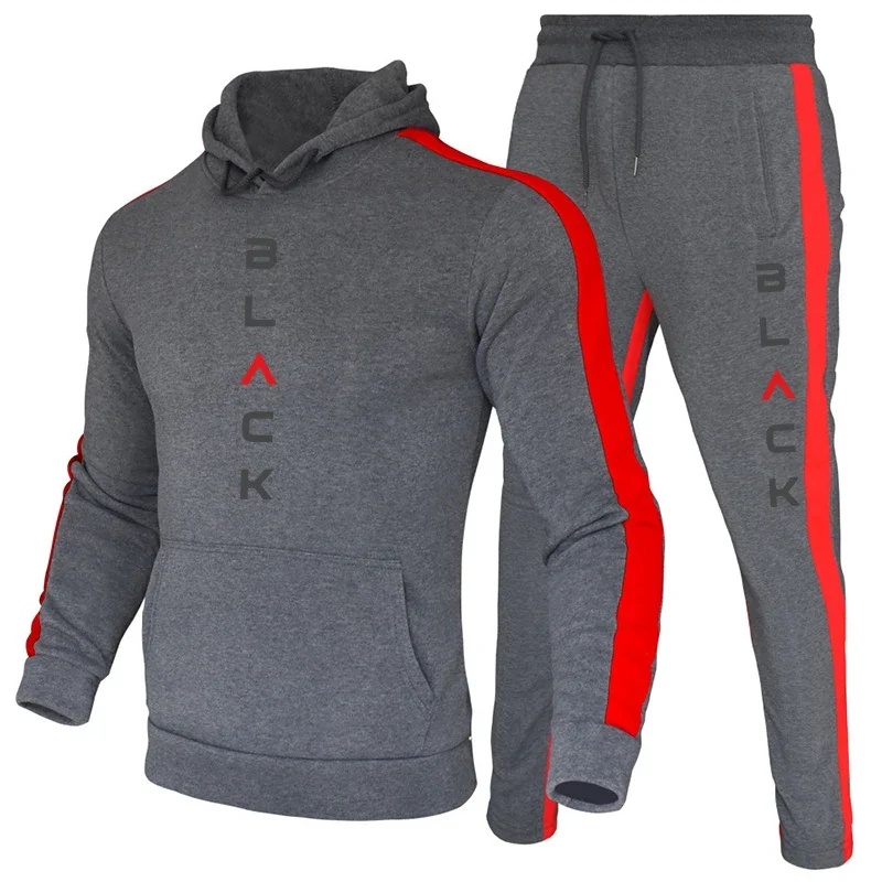 AutumnWinter 2 Pcs Set Men's Tracksuit Casual Sweatshirt Outfits Outdoors Sports Jogging Hoodies Suit Stripe Warm Man Sportswear view 5