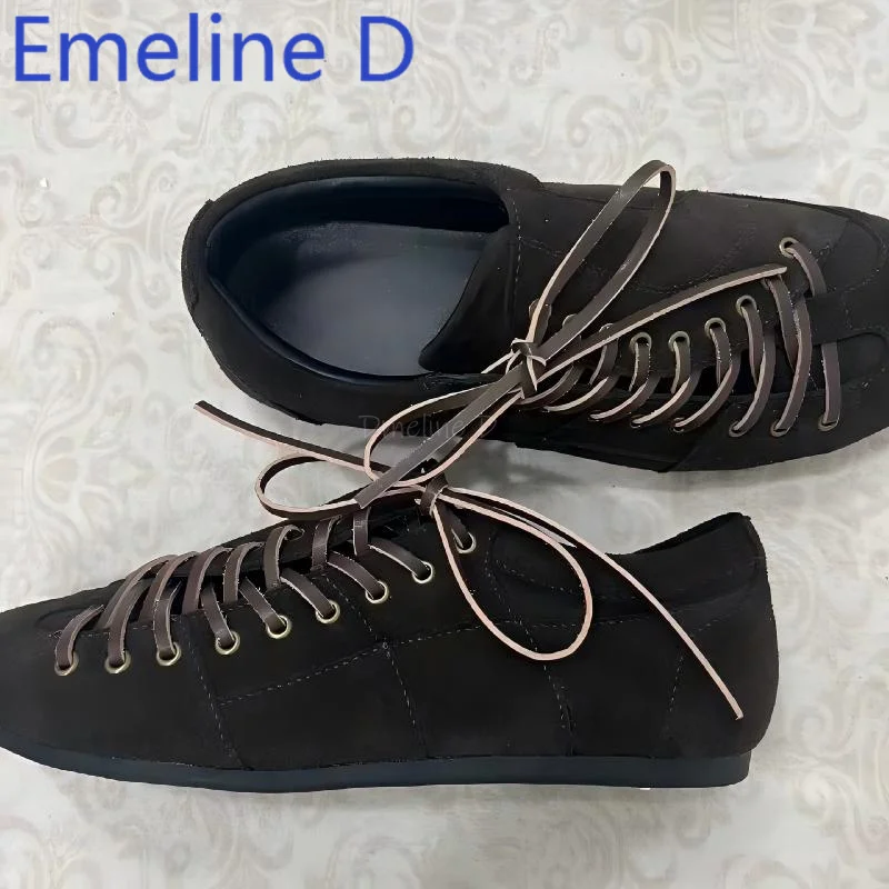 

Outdoor Minimalist German Training Shoes Men's Retro Football Shoes Thin Soled British Sports Casual Lace Up Leather Shoes