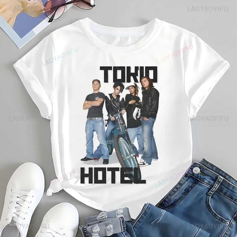 Tokio Hotel German Rock Band Printed T-shirt Top Tokio Hotel Trend Harajuku Short Sleeve Unisex Shirt Graphic Large T-shirt