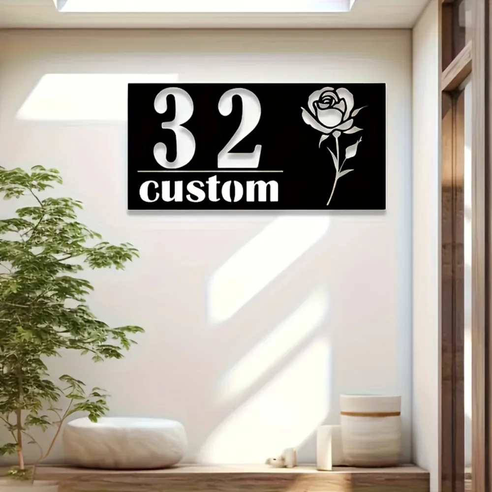 Custom Metal Address Plate with Name and Number Durable Wall Decor for Home Exterior Ideal Wedding or Housewarming Display