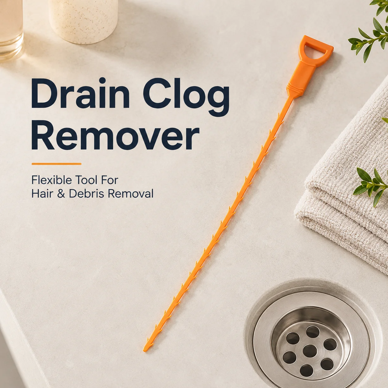 Flexible Drain Hair Remover Tool, Long Barbed Plastic Sink Snake with Loop Handle for Pulling Hair and Debris from Bathroom Sink, Shower, Bathtub, Kitchen Drain and Washbasin, Reusable Clog Cleaning Hook for Home Plumbing Maintenance