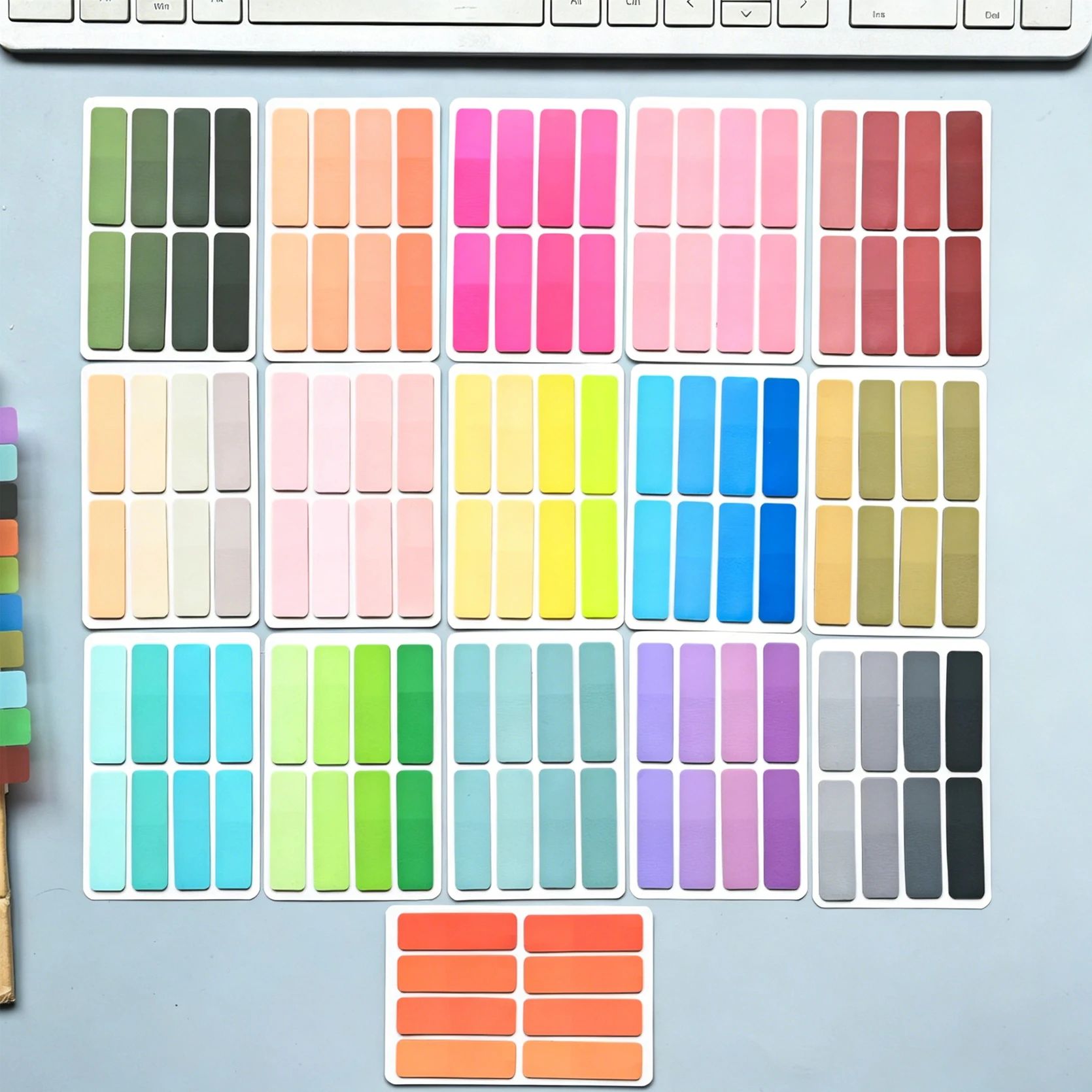 Gradient 8‑Grid PET Page Markers Flags Writable Self‑Adhesive Index Classification Tabs School Office Stationery