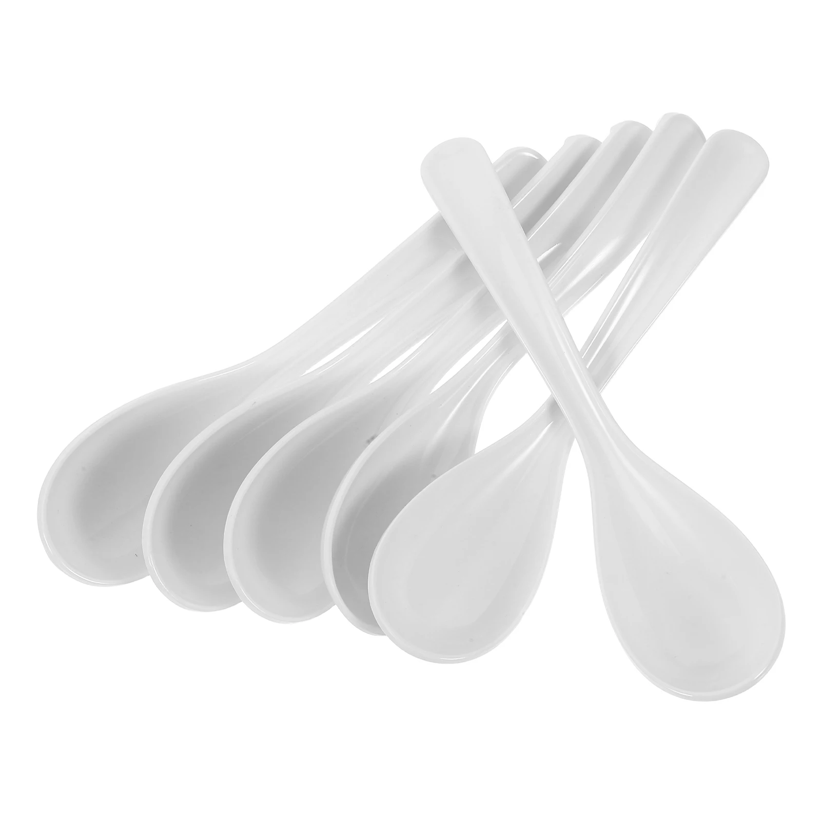 

4pcs Melamine Soup Spoon Commercial Restaurant White Heat Resistant Easy Maintenance Microwave Safe Dishwasher