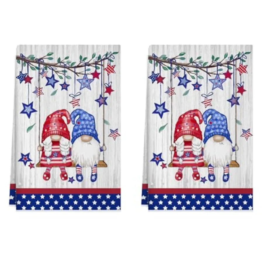 

Деревянные качели гномы Американские патриотические 4 июля День памяти День независимости Кухонные полотенца Полотенца для посуды 18x26 Ih Набор из 2 предметов для дома