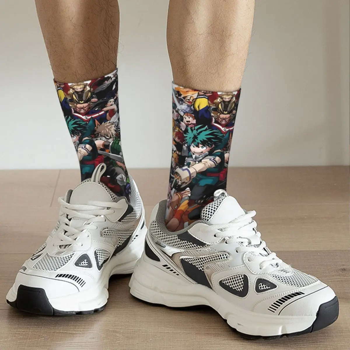 Calzini a compressione da uomo retrò Anime Unisex Academia Street Style Pattern stampato novità Crew Sock