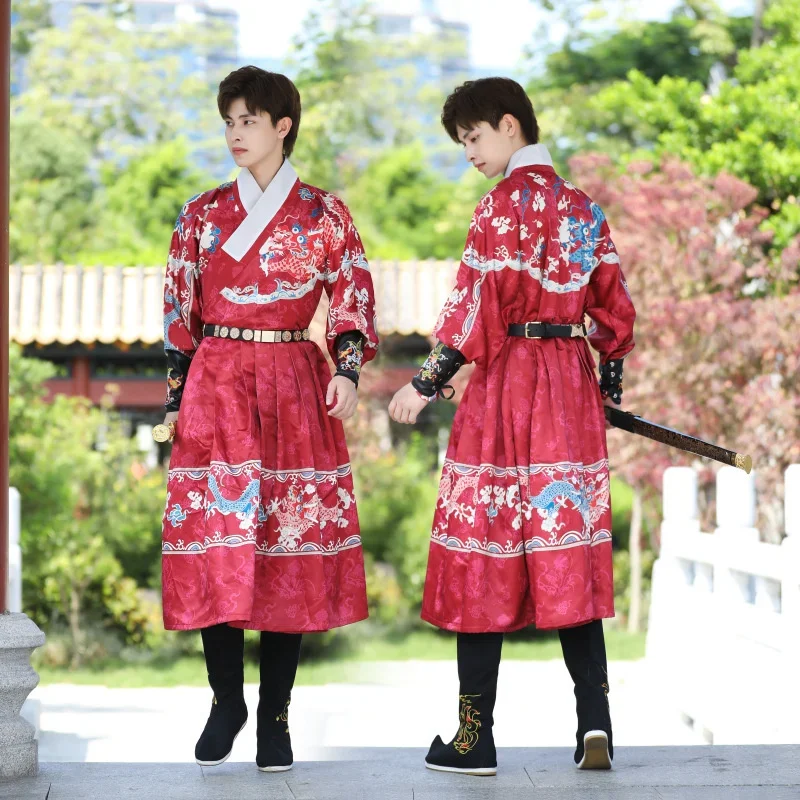 Vestido Hanfu estampado de dragão chinês para homens, terno Tang, Hanfu tradicional, robe, príncipe, espadachim, traje Cosplay, homens chineses