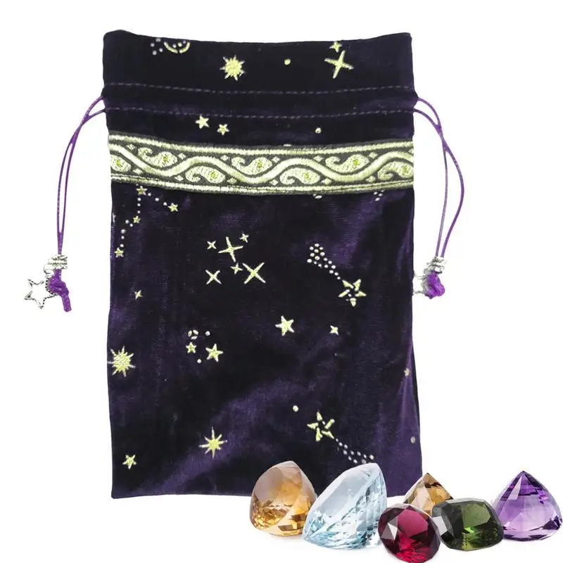 Purple Tarot Bag Constellation Tarot Cards Fabric Bag Jewelry Pouch 13x18cm Tarot Card Bag Dice Bag Tarot Holder Jewelry Bags