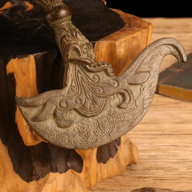 Antique Miscellaneous Items: Patina Dragon Head Magic Ornament, Vintage Vajra Pestle, Religious Instrument, Craft