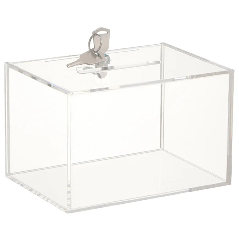 

1pc Clear Acrylic Donation Box Lock Fundraising Suggestion Voting Complaint Letter Storage Multi-Functional Transparent Mail