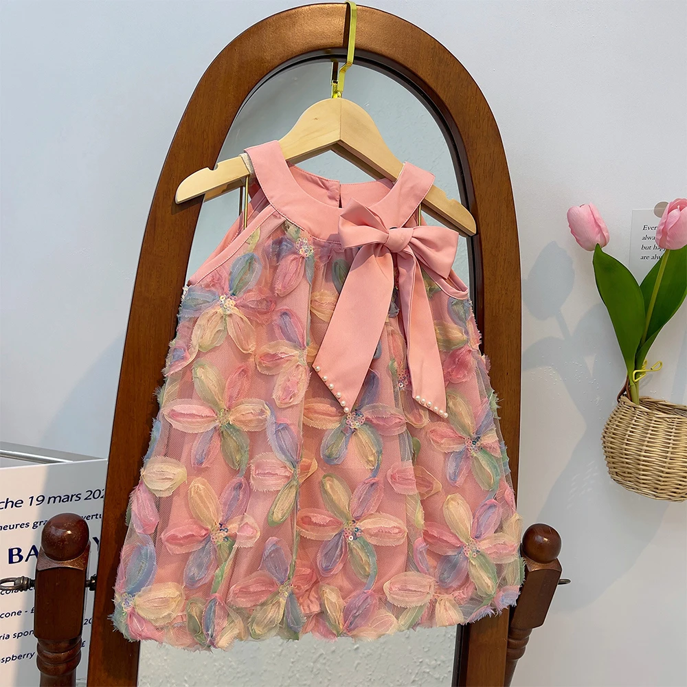 Bär Führer Mädchen Kleid 2025, Sommer Neue Mädchen Kleid Prinzessin Kleid Kleines Mädchen Mode Bunte Blume Garn Kleider Kind Kleidung – Detail 12