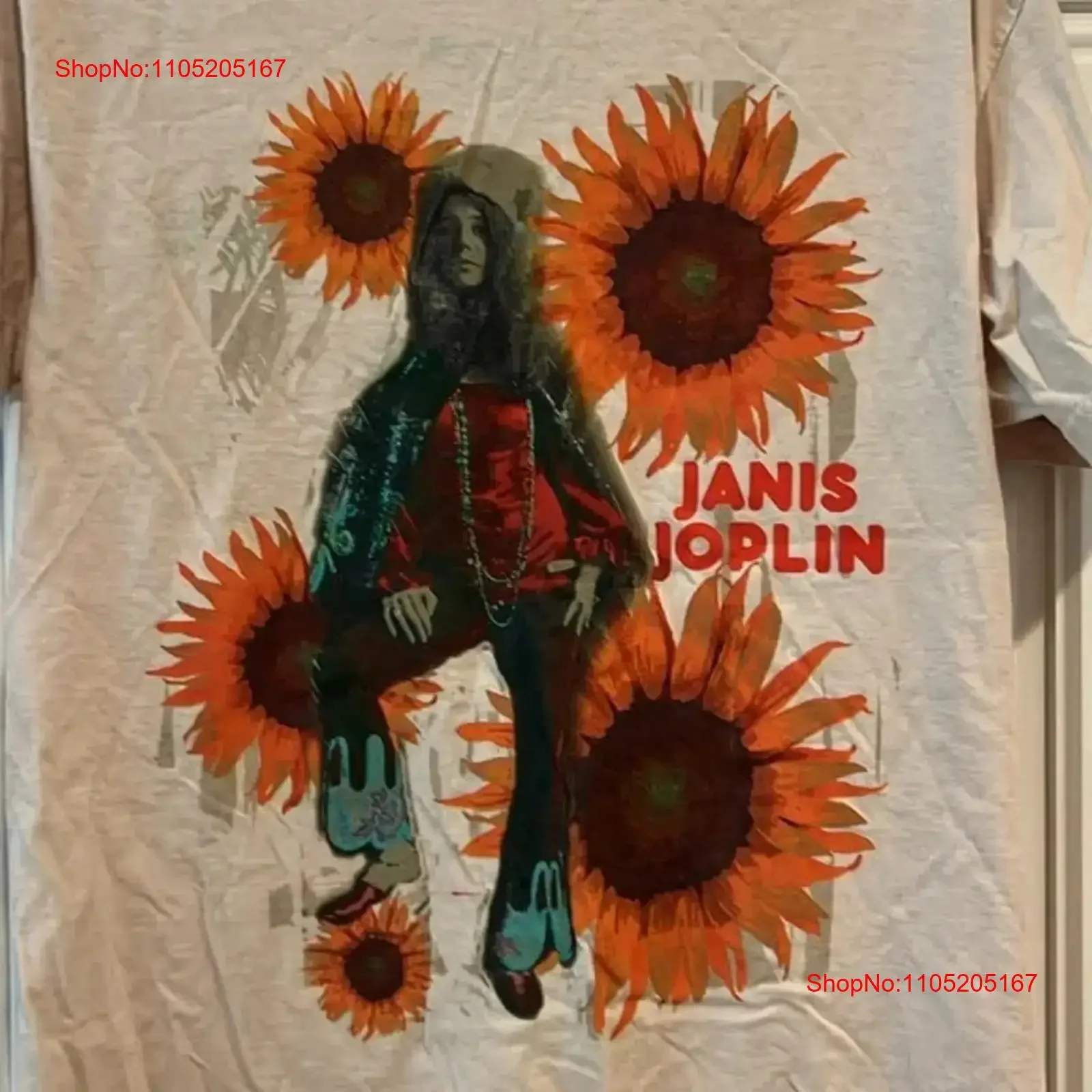 Janis Joplin Sunflower Grophic T Shirt  Full Size BL117 vintage Washed Comfortable Casual Versatile Top For Everyday Wear