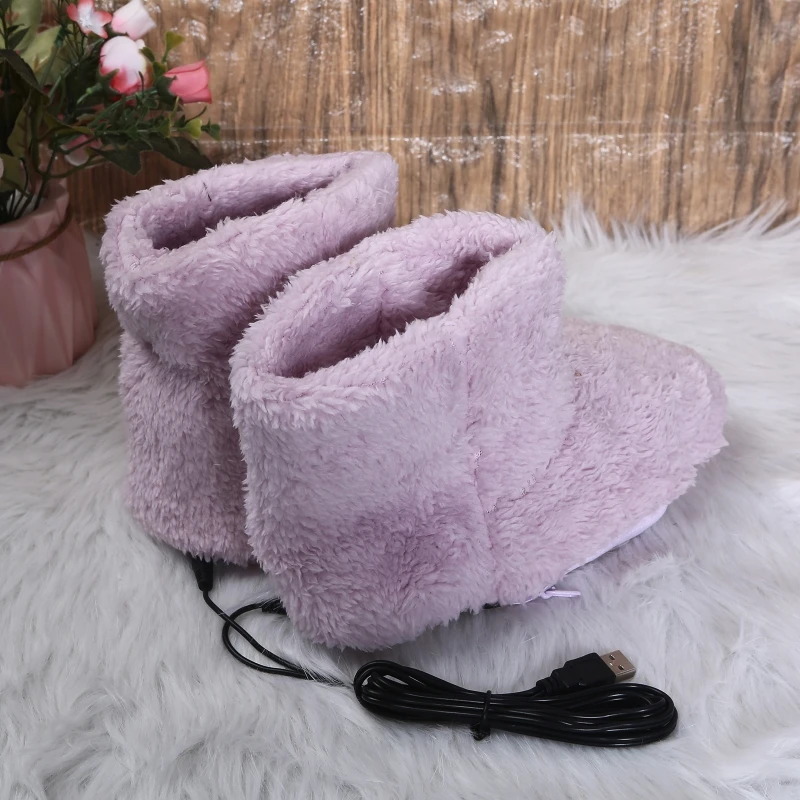 D0AB Feet Warmer USB Plug-in Plush Foot Heater Winter Heating Shoes Sleep Heat