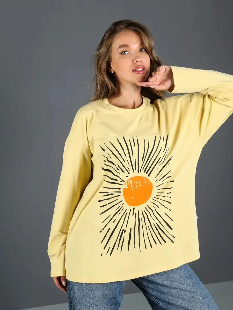 

Желтые рубашки с длинными рукавами из чистого хлопка с забавными комиксами и принтом для пар, тонкие толстовки, женские уличные дизайнерские топы, модный осенний женский топ