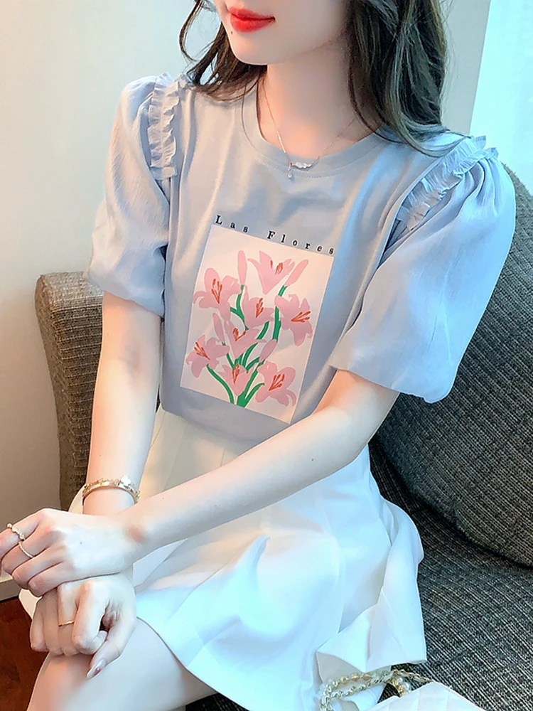 女性用半袖Tシャツ,綿2023,夏服,トップス