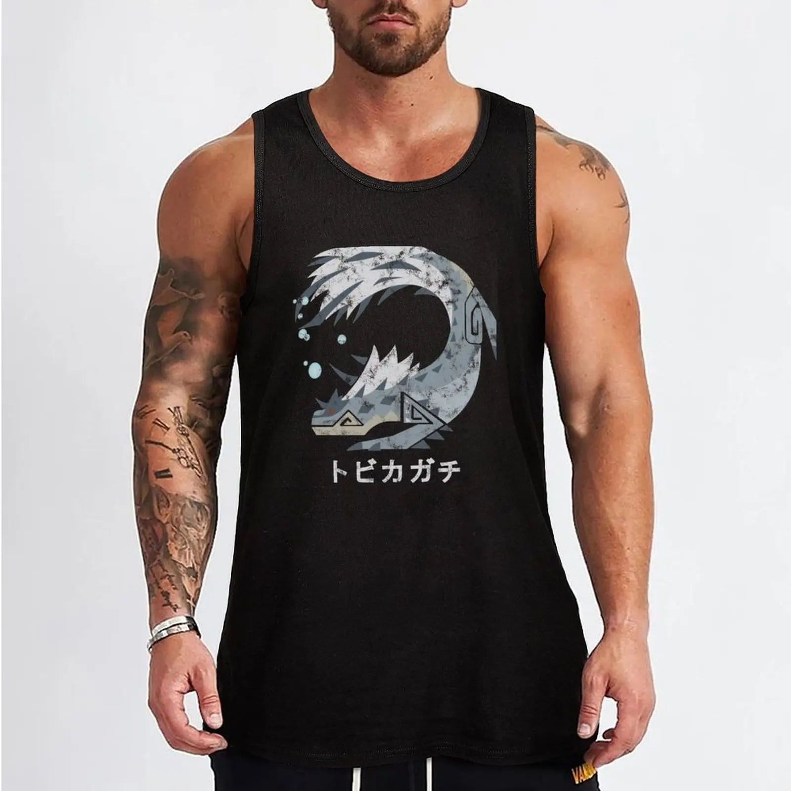 Monster Hunter World Tobi-Kadachi Kanji Icon Tank Top sports suits best selling products muscular man