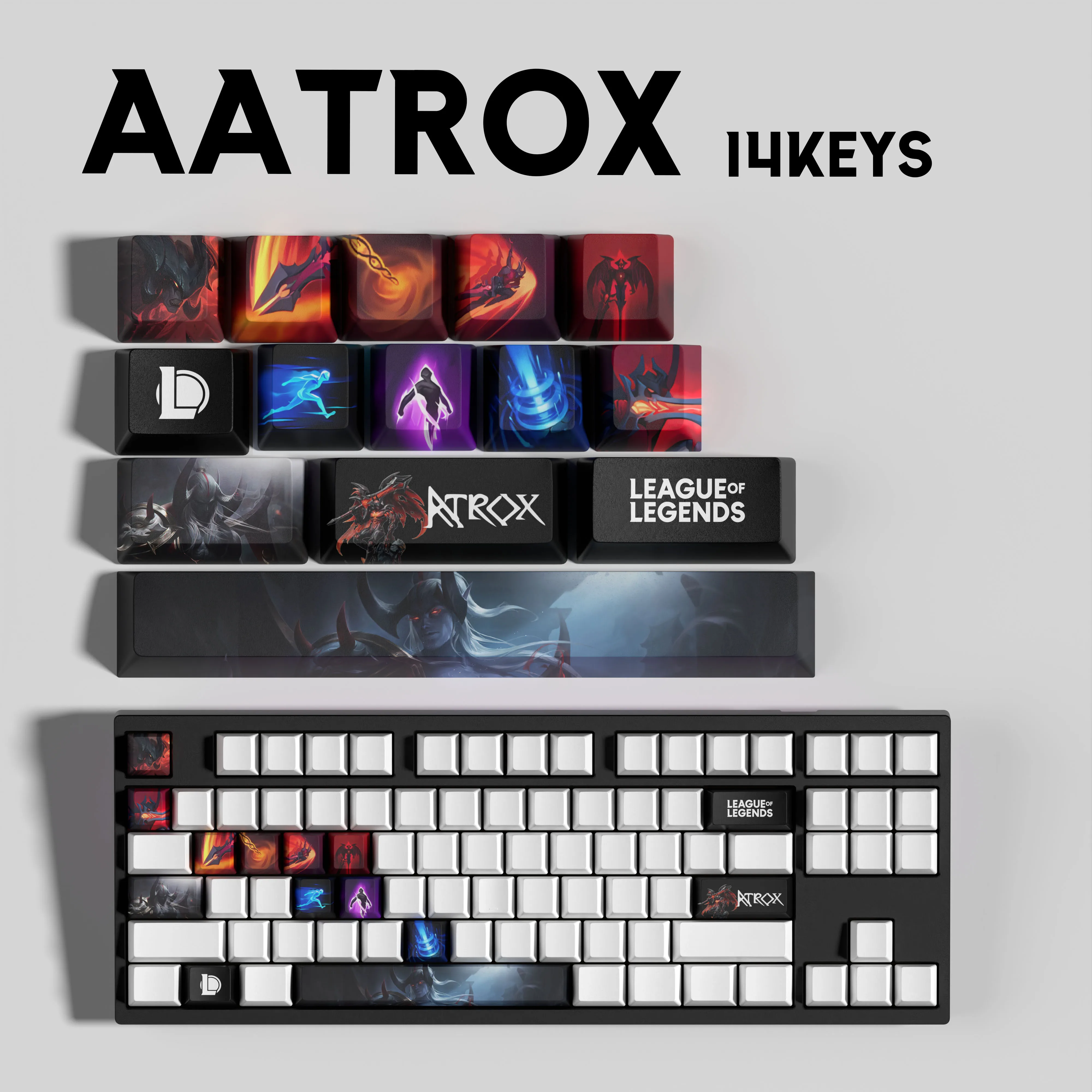 AATROX KEYCAPS New design League of Legends keycaps14KEYCAPS  OEM Profile Keycaps for mechanical keyboard