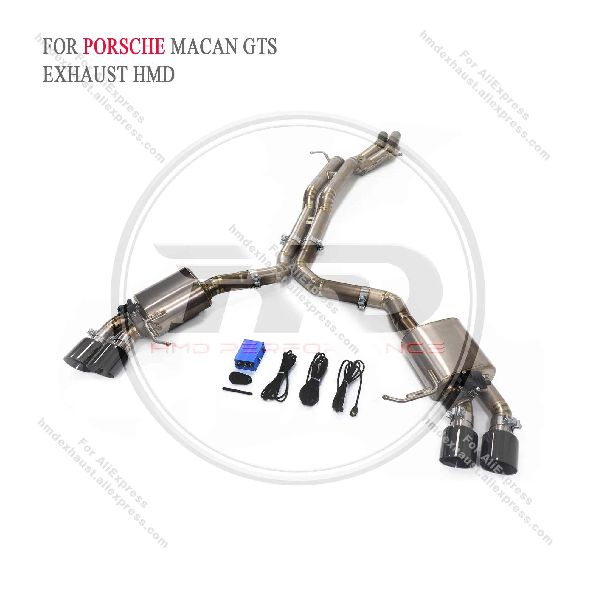 

HMD Titanium Exhaust System Performance Catback for Porsche Macan S GTS 3.0T Valve Muffler With Titanium Golden Tips