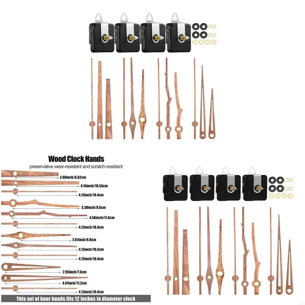 L43A 4 Packs Quiet Clock Movement Replacement with 4 Types Long and Short Shaft Wall Clock Motor Mechanism Repair Parts