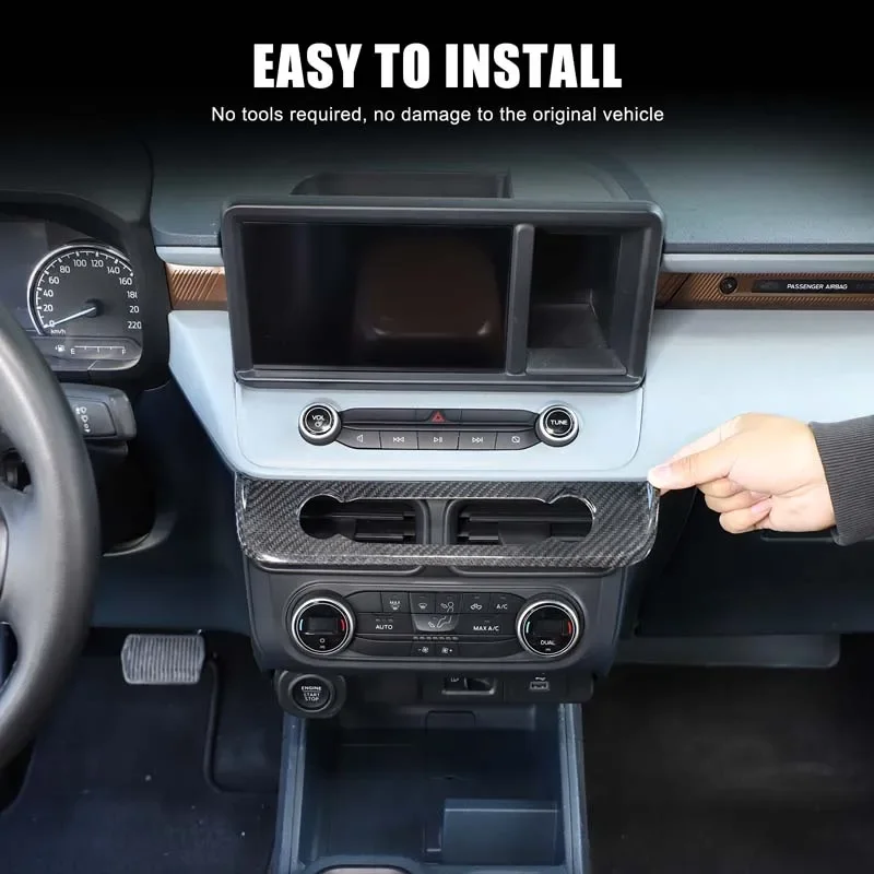 

For Ford Maverick 2022-2025 Real carbon fiber Car central control multimedia button decorative frame sticker interior accessory