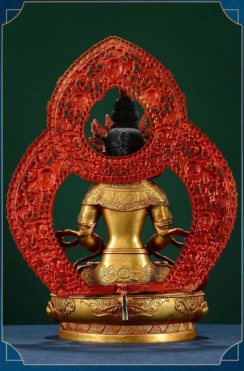 10“ Buddhism 2023 high grade Gilded copper Namo Amitabha Amitayus Buddha statue HOME Temple Worship efficacious