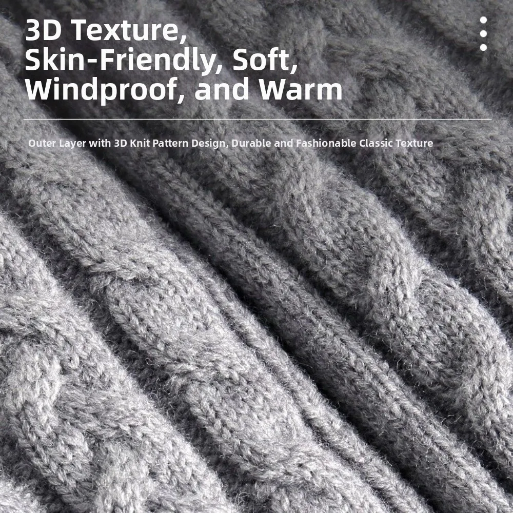 Gifts Knitted Winter Mittens Lined Cable Knit Knit Mittens Wind Resistant Ribbed Cuffs Thermal Mittens Winter Cycling