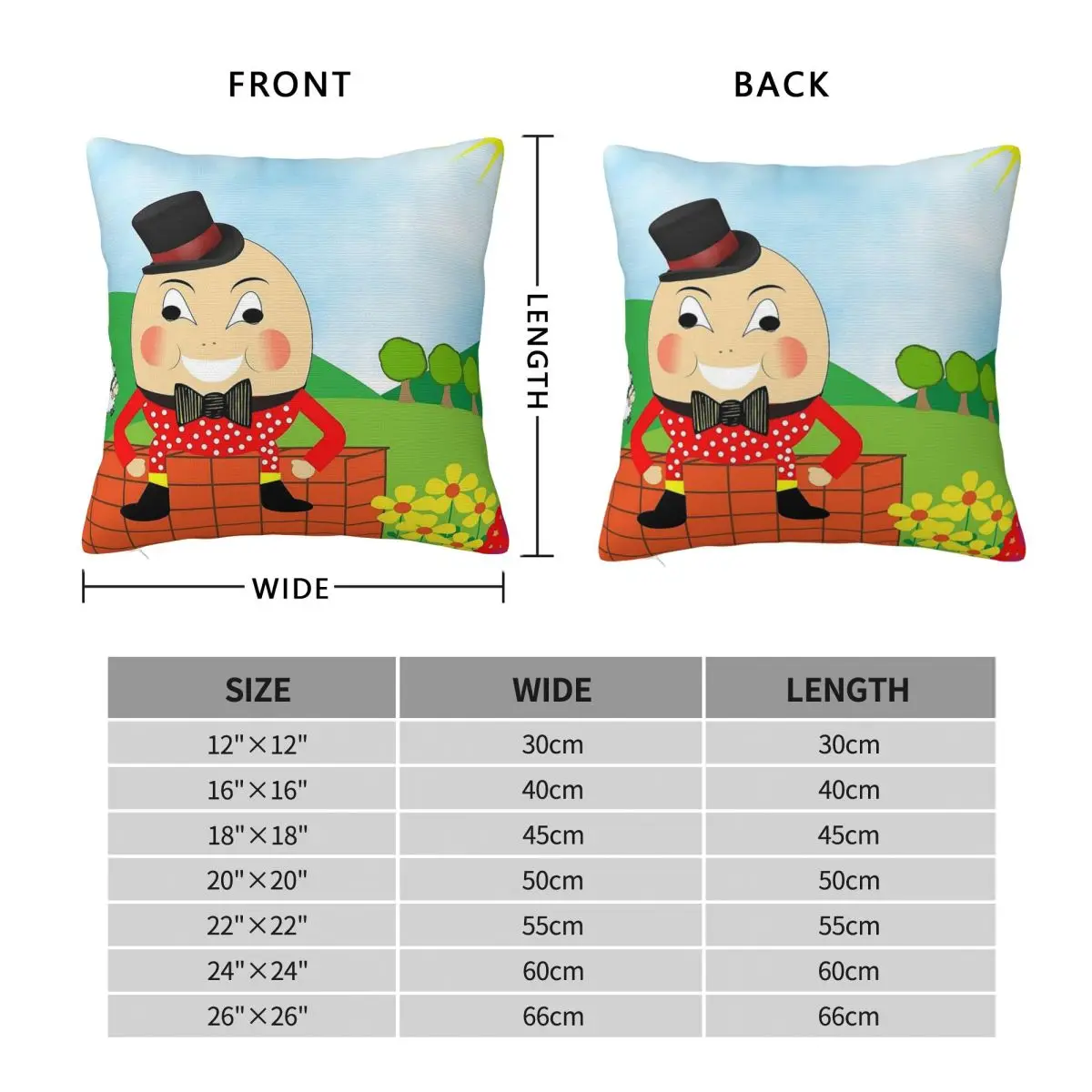 Humpty Dumpty Nursery Rhyme Square Pillowcase Polyester Linen Velvet Creative Decorative Throw Pillow Case Home Cushion Cover