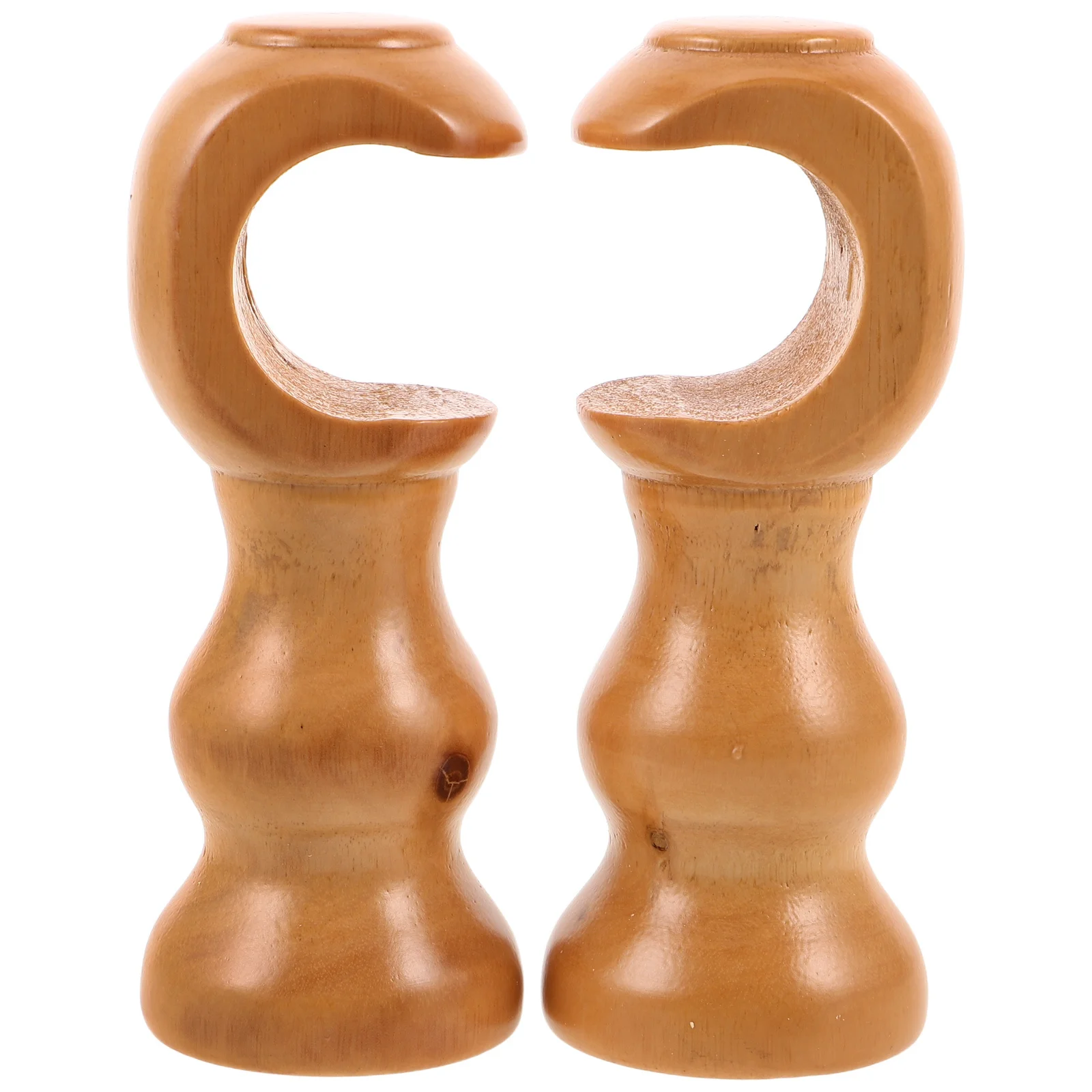 

2 Pcs Curtain Rods for Windows Wood Brackets Holder Wooden Drapery Wall Hangers Coffee