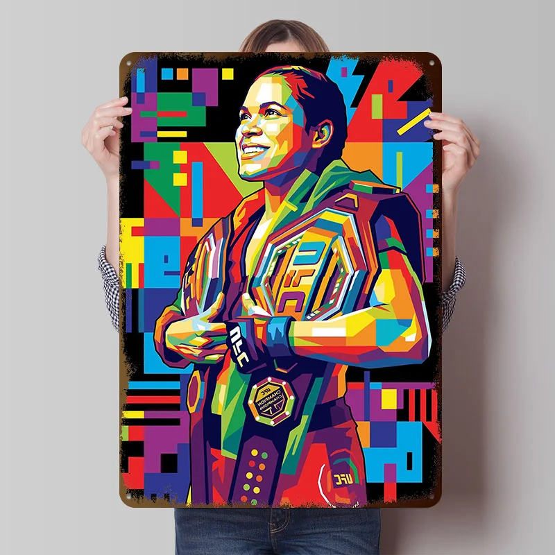 Amanda Nunes Champion Pop Art Printed Poster Customized Wall Art Retro Vintage Metal Tin Signs for Desk Decor Room Interior Home