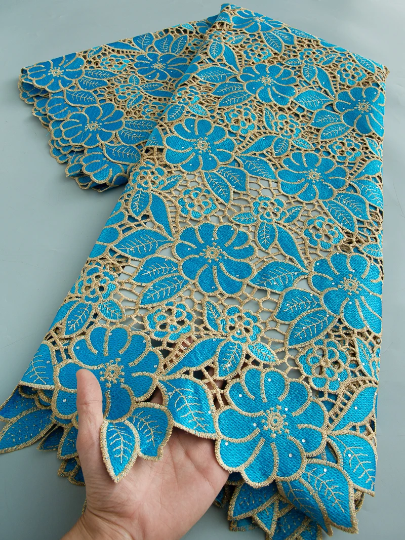 النيجيري الحبل أقمشة الدانتيل 2025 جودة عالية الأحجار الأفريقية جبر الدانتيل الفرنسية للذوبان في الماء أقمشة الدانتيل لفستان الزفاف 5 ياردة #5