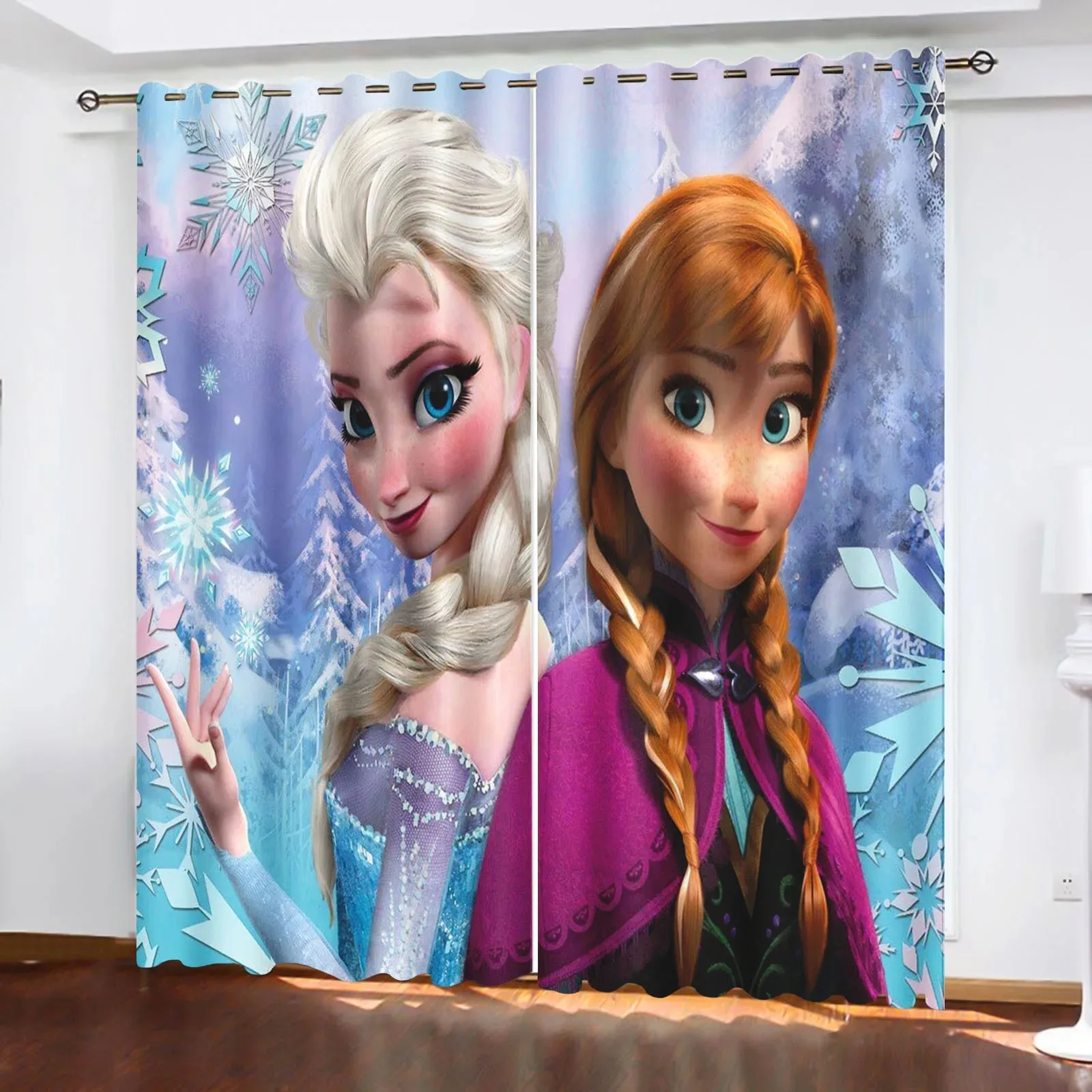 Princess print curtains, Disney Frozen cartoon living room decoration, girl home bedroom curtains