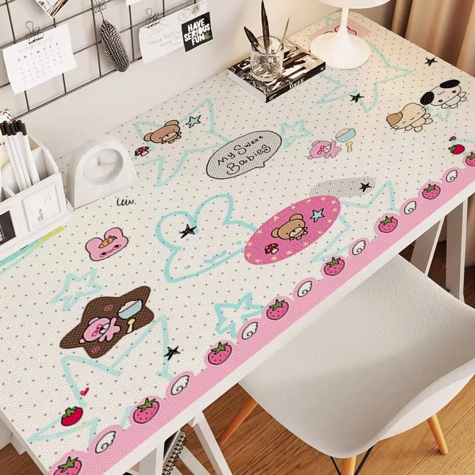 Retro Wave Dot Mouse Pad Ins Style Simple Leather Table Mat Girl Geart Simple Mouse Pad PU Gaming Computer Pad Anti Slip Y2K Pad