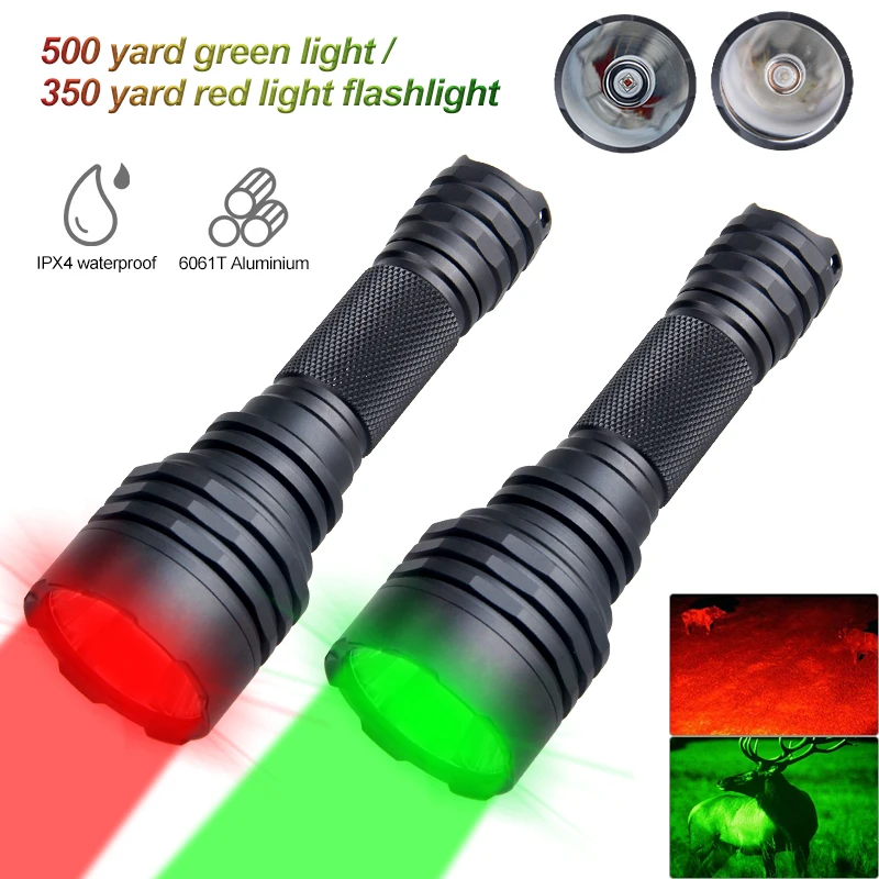 

Vastfire C8s Professional Green Red LED Hunting Flashlight Powerful 500 Yard Tactical 1-Mode Weapon Light Rifle Scope Scout Lamp