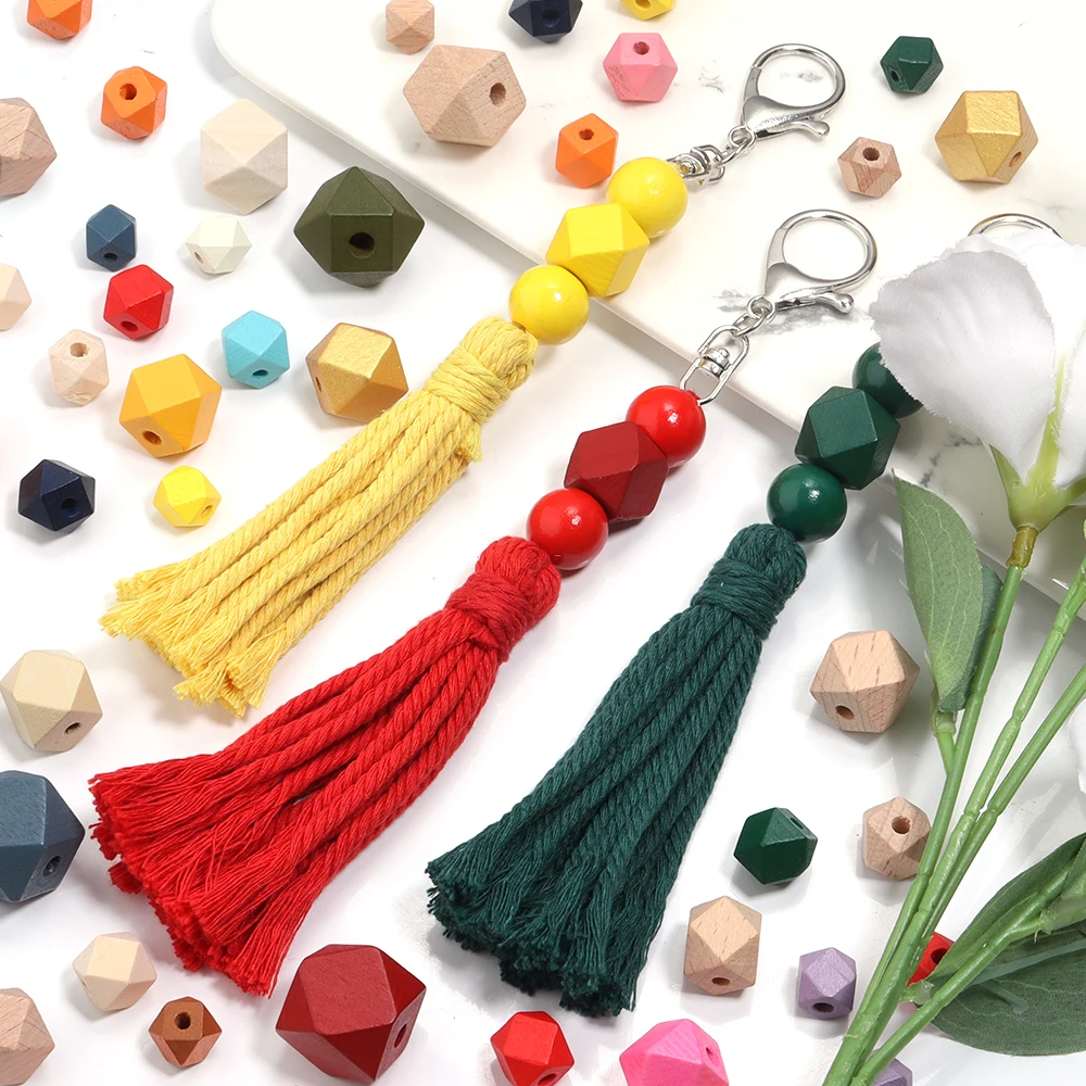 5-20mm  Beech Wood Beads Color Faceted Hexagon Loose Spacer Bead Eco-Friendly for DIY Craft Toys Home Decor Handmade Accessories