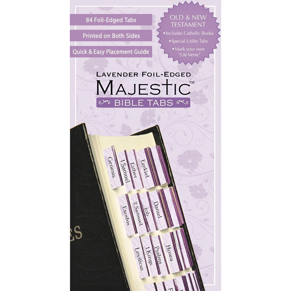 Selbstklebende Bibel-Tabs, vorgeschnittene permanente Tabs, einfache Seitenmarkierung, Lernanleitung, Lavendelfolienkanten, doppelseitige Anweisungen