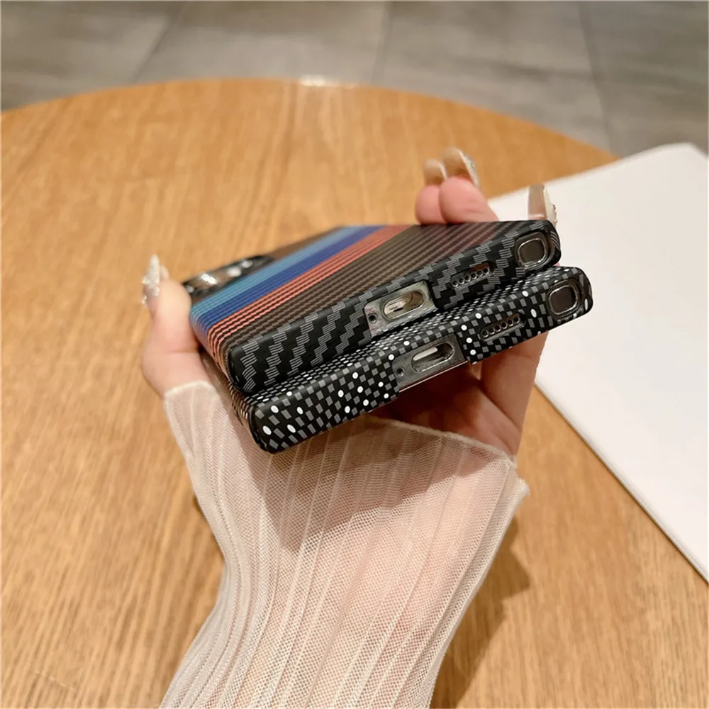 Ultradünne magnetische Hülle mit Carbonfaser-Textur für Samsung S25 S24 S23 S22 Note10 Plus 20 Ultra für MagSafe Wireless Charging Cover – Detail 6
