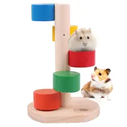 Hamster Climbing Toys Colorful Wooden Stair Platform Exercise Toy Casual Teething Stair Hamster Rainbow Ladder Little Chinchilla