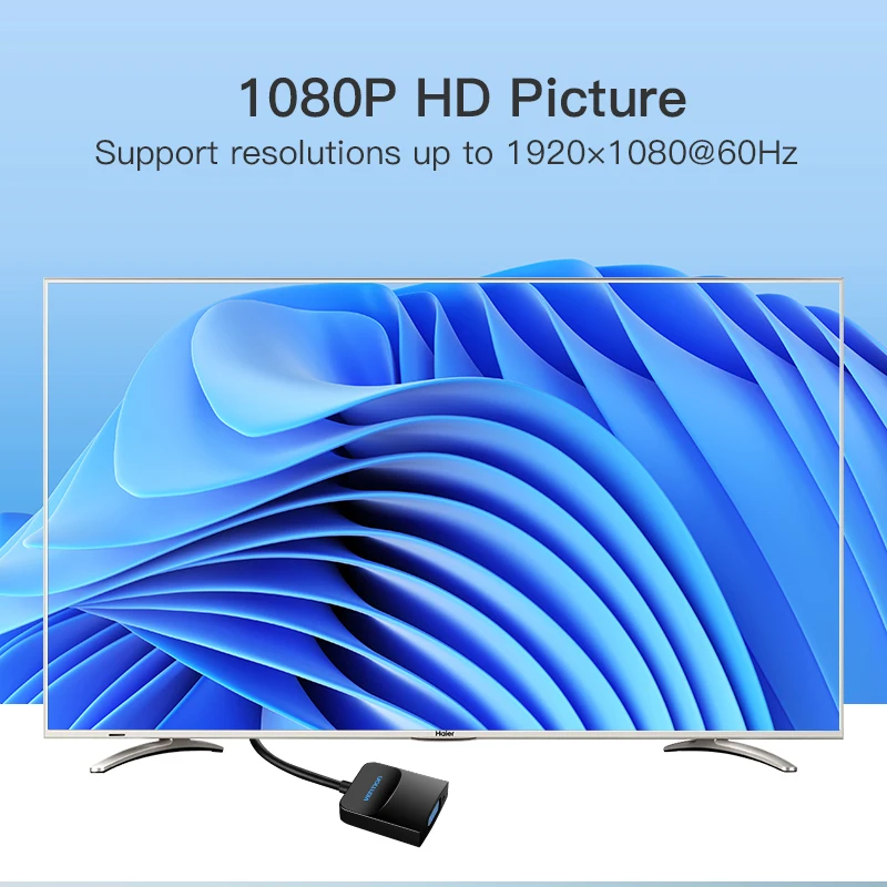 Vention DisplayPort to VGA Adapter 1080P@60Hz DP Male to VGA Female Active Converter for Laptop Monitor Projector - view 3
